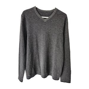Unbranded Men's Long Sleeve Striped Knit Cashmere V Neck Sweater 40" Chest